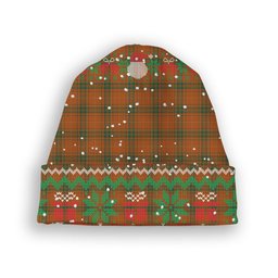 ScotsTee Shop Scottish Wolfe Tartan Plaid Christmas Deer Snowman Snowflake Bell Knit Beanie