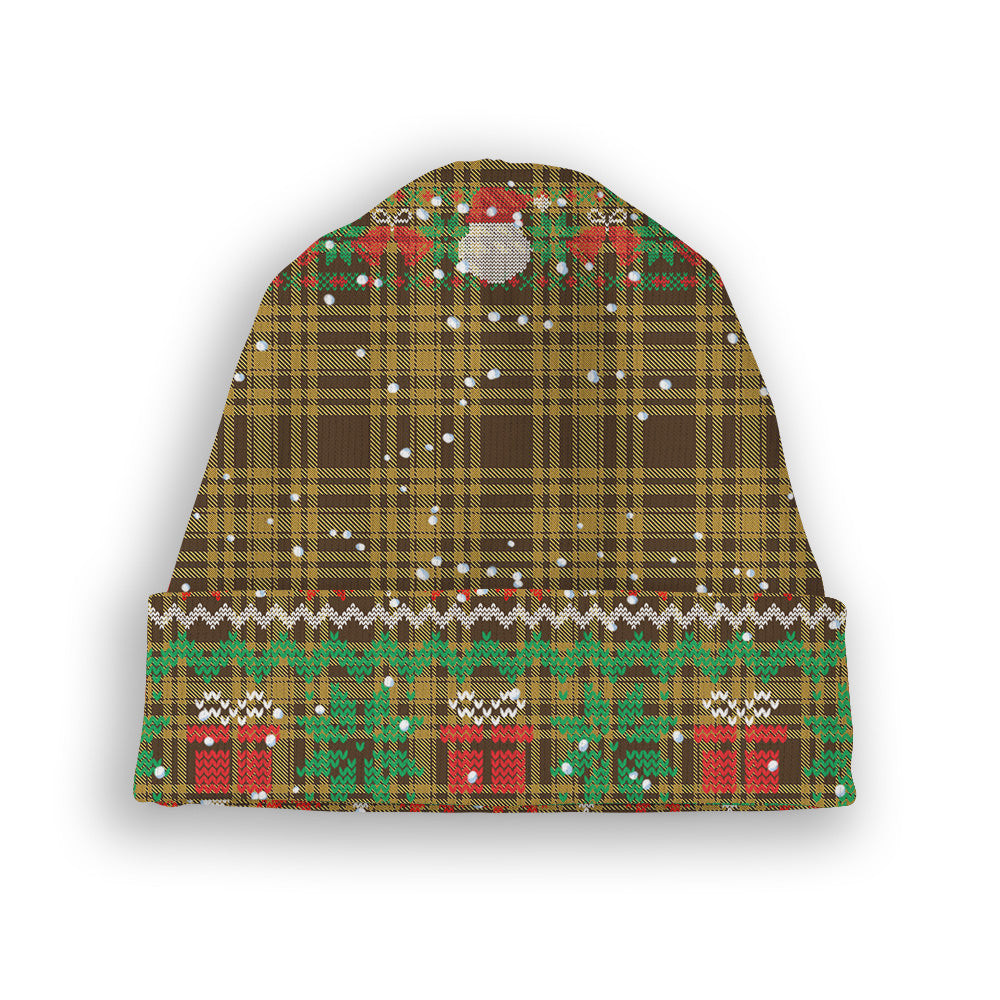 ScotsTee Shop Scottish Yellow Pencil Tartan Plaid Christmas Deer Snowman Snowflake Bell Knit Beanie