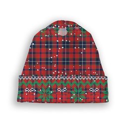ScotsTee Shop Scottish Wishart Dress Modern Tartan Plaid Christmas Deer Snowman Snowflake Bell Knit Beanie