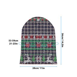 ScotsTee Shop Scottish Unidentified Gordon variant Tartan Plaid Christmas Deer Snowman Snowflake Bell Knit Beanie