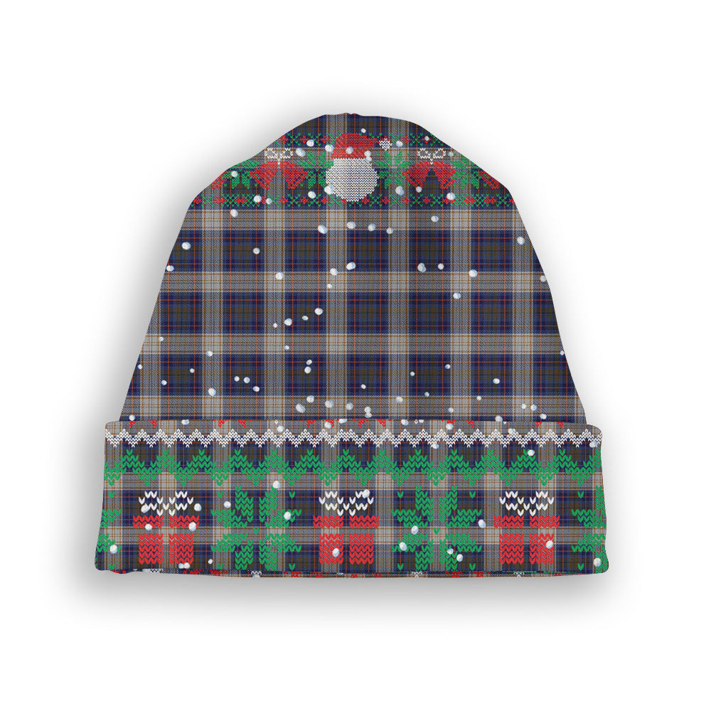 ScotsTee Shop Scottish Unidentified Gordon variant Tartan Plaid Christmas Deer Snowman Snowflake Bell Knit Beanie