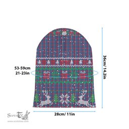 ScotsTee Shop Scottish Yale College, Wrexham Tartan Plaid Christmas Deer Snowman Snowflake Bell Knit Beanie