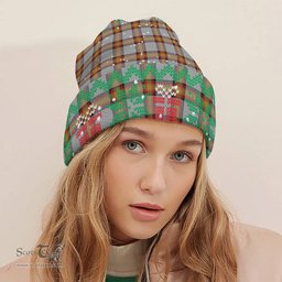 ScotsTee Shop Scottish Young, Christina Tartan Plaid Christmas Deer Snowman Snowflake Bell Knit Beanie