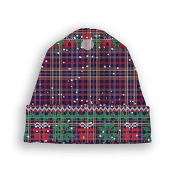 ScotsTee Shop Scottish YTL Tartan Plaid Christmas Deer Snowman Snowflake Bell Knit Beanie