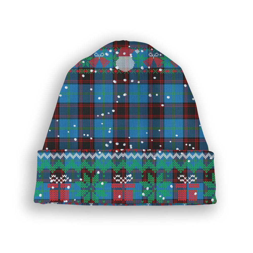 ScotsTee Shop Scottish Wedderburn Ancient Tartan Plaid Christmas Deer Snowman Snowflake Bell Knit Beanie