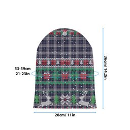 ScotsTee Shop Scottish Yokohama Takashimaya Blue Tartan Plaid Christmas Deer Snowman Snowflake Bell Knit Beanie