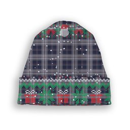 ScotsTee Shop Scottish Yokohama Takashimaya Blue Tartan Plaid Christmas Deer Snowman Snowflake Bell Knit Beanie