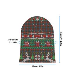 ScotsTee Shop Scottish Wilson Janet 2 Tartan Plaid Christmas Deer Snowman Snowflake Bell Knit Beanie