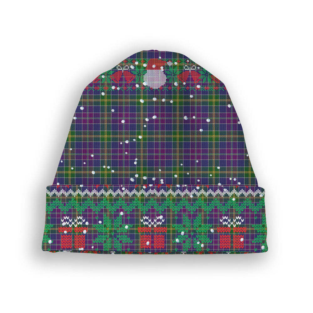 ScotsTee Shop Scottish Yule Tartan Plaid Christmas Deer Snowman Snowflake Bell Knit Beanie