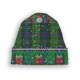 ScotsTee Shop Scottish Young, Melvina Tartan Plaid Christmas Deer Snowman Snowflake Bell Knit Beanie