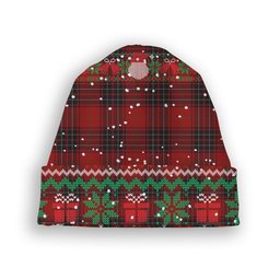 ScotsTee Shop Scottish Wemyss Tartan Plaid Christmas Deer Snowman Snowflake Bell Knit Beanie