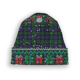 ScotsTee Shop Scottish Urquhart Logan Tartan Plaid Christmas Deer Snowman Snowflake Bell Knit Beanie