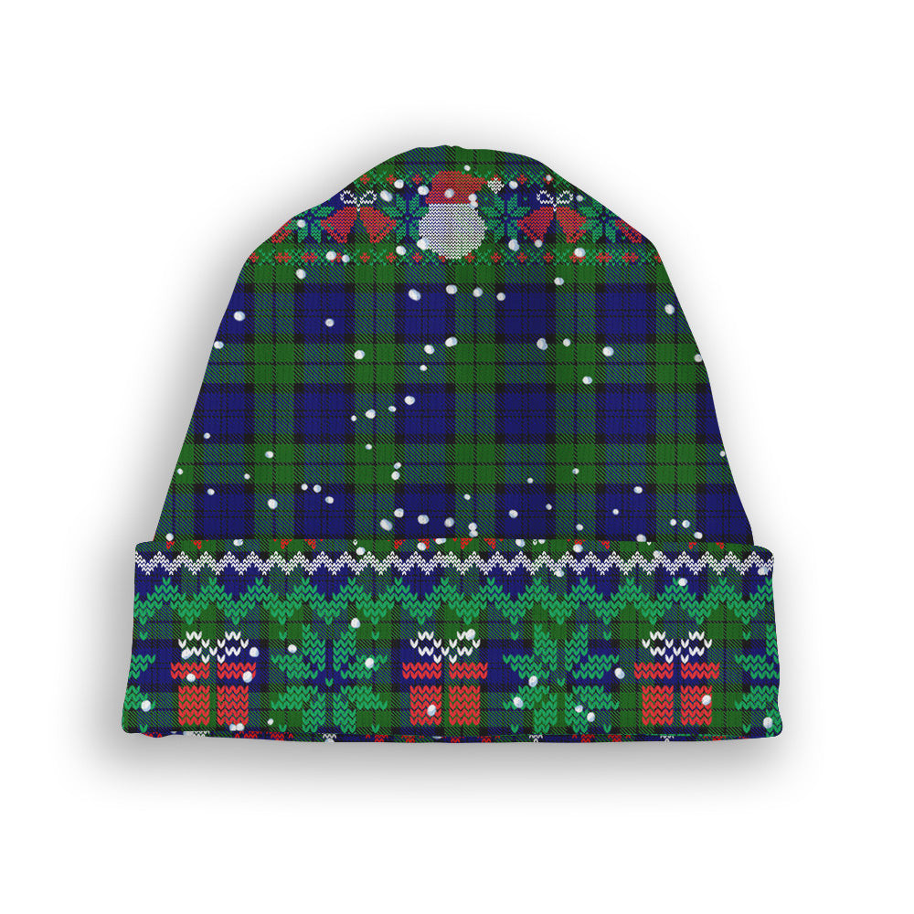 ScotsTee Shop Scottish Wartley Hunting Tartan Plaid Christmas Deer Snowman Snowflake Bell Knit Beanie