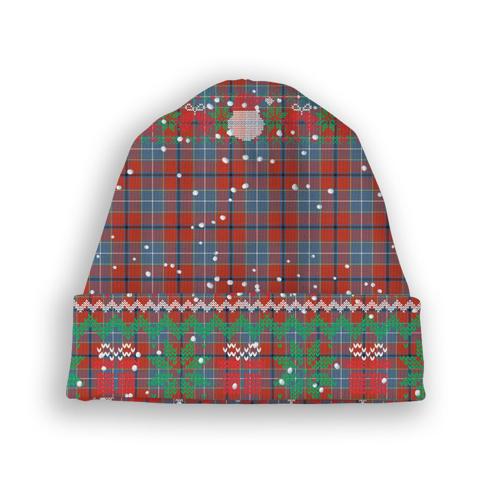 ScotsTee Shop Scottish Wishart Dress Ancient Tartan Plaid Christmas Deer Snowman Snowflake Bell Knit Beanie