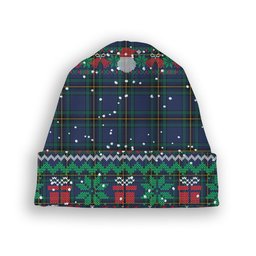 ScotsTee Shop Scottish Murray of Elibank Modern Tartan Plaid Christmas Deer Snowman Snowflake Bell Knit Beanie