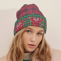 ScotsTee Shop Scottish Udny Tartan Plaid Christmas Deer Snowman Snowflake Bell Knit Beanie