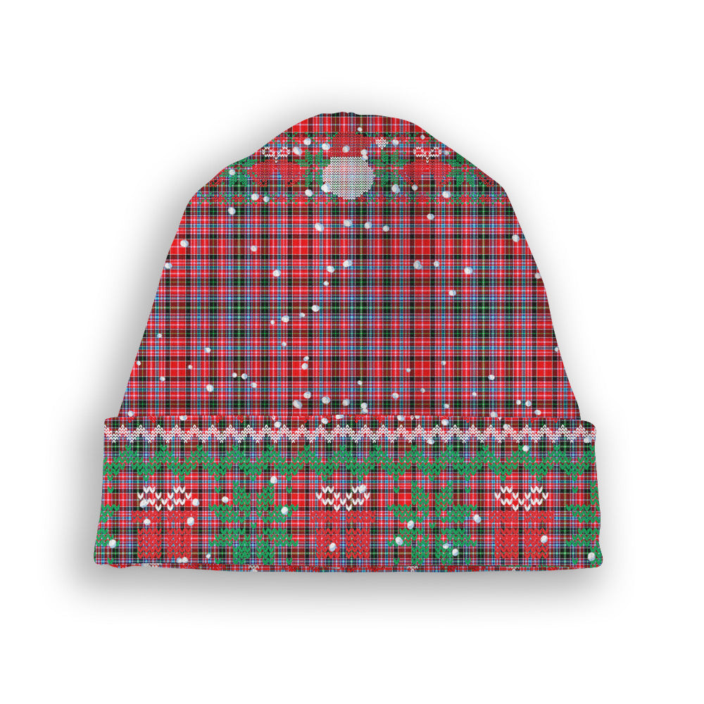 ScotsTee Shop Scottish Udny Tartan Plaid Christmas Deer Snowman Snowflake Bell Knit Beanie