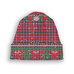 ScotsTee Shop Scottish Udny Tartan Plaid Christmas Deer Snowman Snowflake Bell Knit Beanie