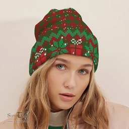 ScotsTee Shop Scottish Wilsons 099 Tartan Plaid Christmas Deer Snowman Snowflake Bell Knit Beanie
