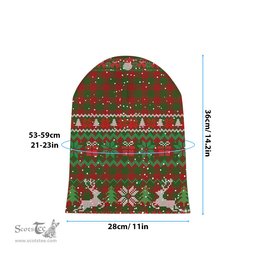ScotsTee Shop Scottish Wilsons 099 Tartan Plaid Christmas Deer Snowman Snowflake Bell Knit Beanie