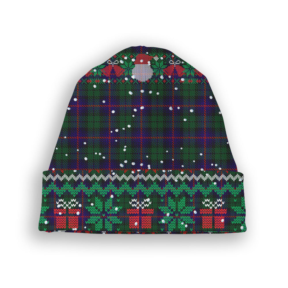 ScotsTee Shop Scottish Urquhart Tartan Plaid Christmas Deer Snowman Snowflake Bell Knit Beanie