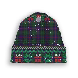 ScotsTee Shop Scottish Urquhart Tartan Plaid Christmas Deer Snowman Snowflake Bell Knit Beanie