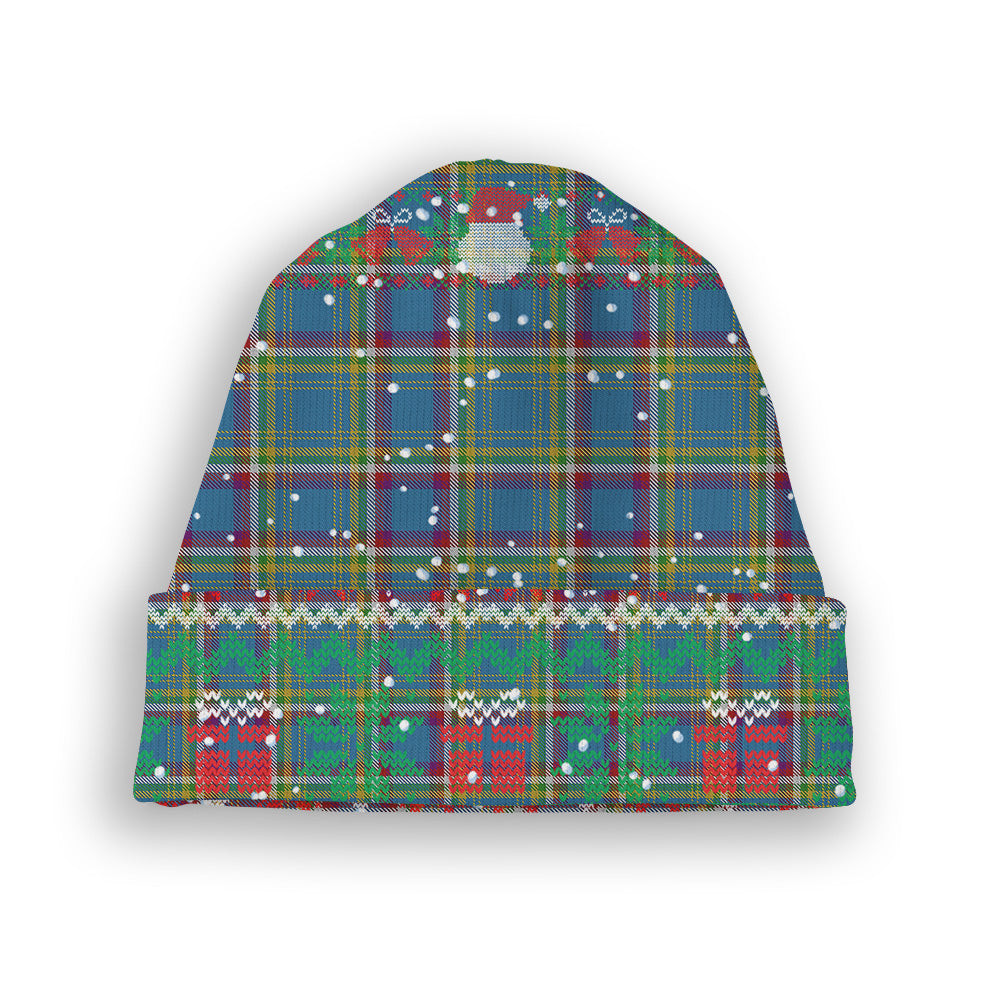 ScotsTee Shop Scottish Yukon Tartan Plaid Christmas Deer Snowman Snowflake Bell Knit Beanie