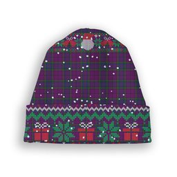 ScotsTee Shop Scottish Wardlaw Tartan Plaid Christmas Deer Snowman Snowflake Bell Knit Beanie