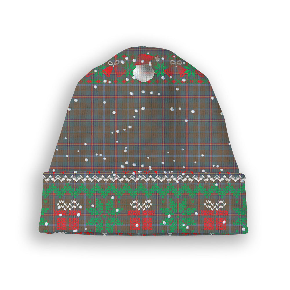 ScotsTee Shop Scottish Young Weathered Clan Tartan Plaid Christmas Deer Snowman Snowflake Bell Knit Beanie