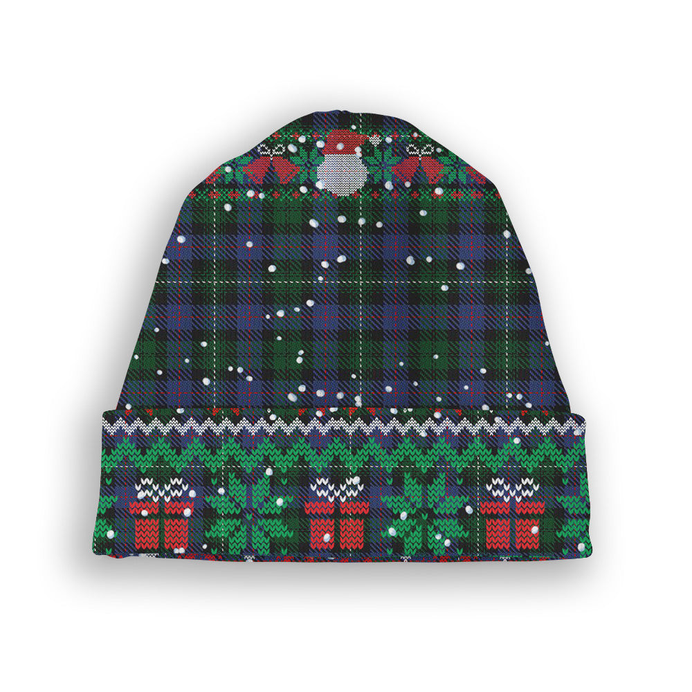 ScotsTee Shop Scottish Urquhart Brydone Tartan Plaid Christmas Deer Snowman Snowflake Bell Knit Beanie