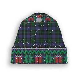 ScotsTee Shop Scottish Urquhart Brydone Tartan Plaid Christmas Deer Snowman Snowflake Bell Knit Beanie