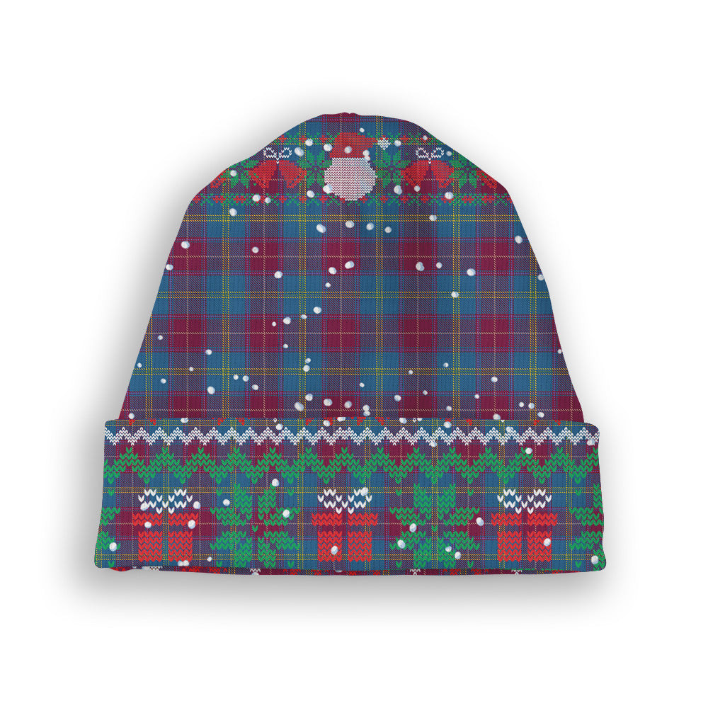 ScotsTee Shop Scottish Yarns to Yearn For Tartan Plaid Christmas Deer Snowman Snowflake Bell Knit Beanie