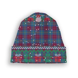 ScotsTee Shop Scottish Yarns to Yearn For Tartan Plaid Christmas Deer Snowman Snowflake Bell Knit Beanie
