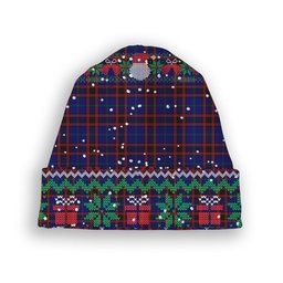 ScotsTee Shop Scottish Wedderburn Tartan Plaid Christmas Deer Snowman Snowflake Bell Knit Beanie