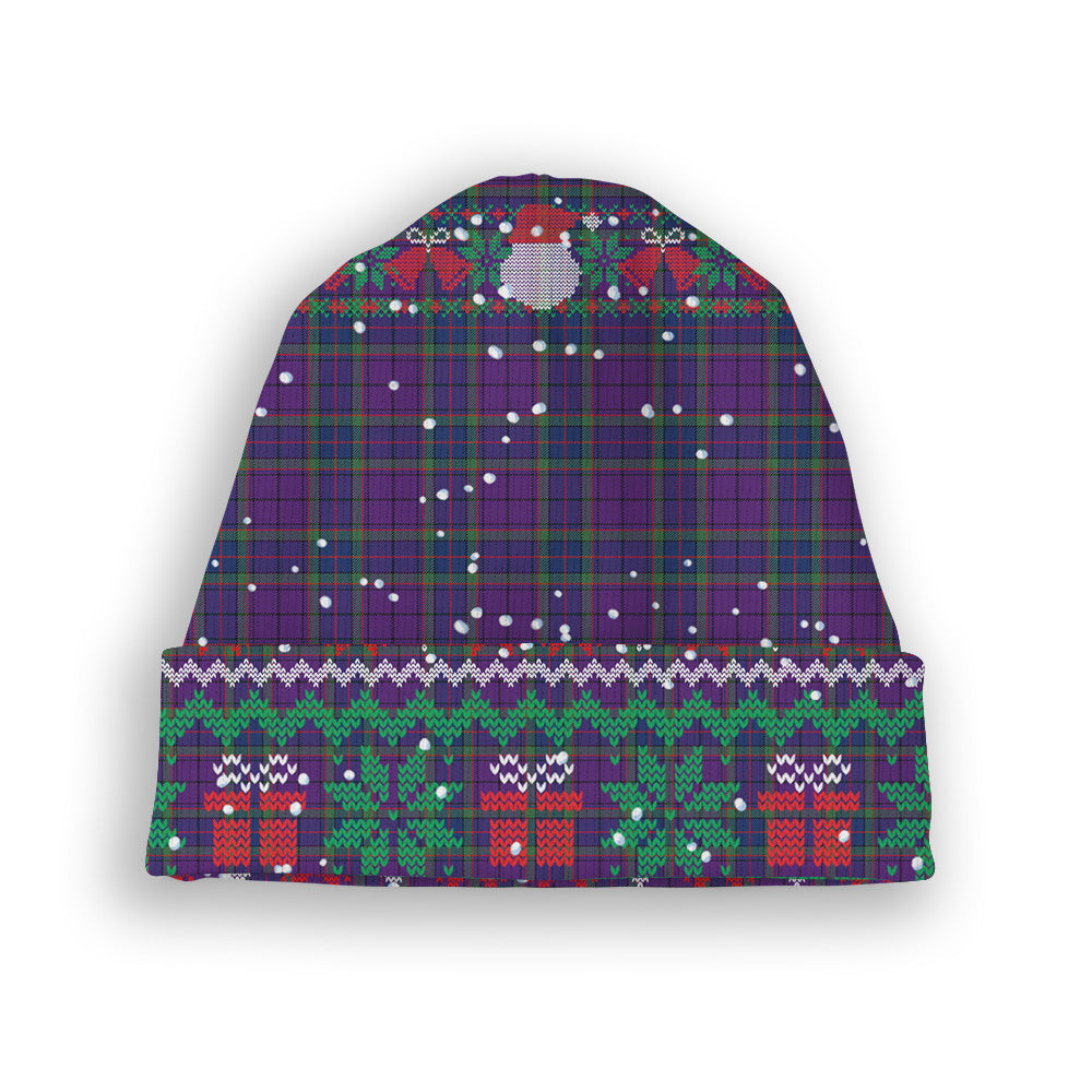 ScotsTee Shop Scottish Wardlaw Modern Tartan Plaid Christmas Deer Snowman Snowflake Bell Knit Beanie