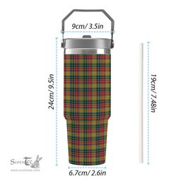 ScotsTee Shop Scottish Buchanan 1800 Tartan Flip Straw Tumbler 20oz 30oz