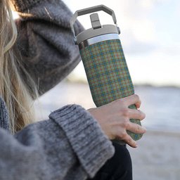 ScotsTee Shop Scottish Balfour Blue Tartan Flip Straw Tumbler 20oz 30oz
