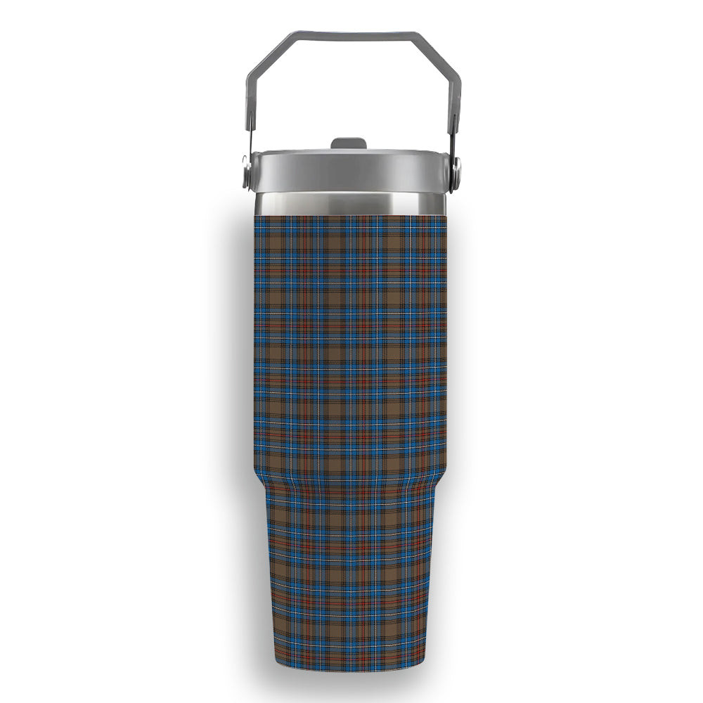 ScotsTee Shop Scottish Cockburn Brown Ancient Tartan Flip Straw Tumbler 20oz 30oz