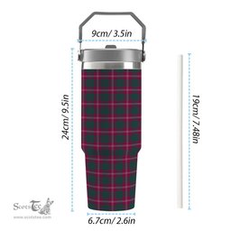 ScotsTee Shop Scottish Crawford Red Modern Tartan Flip Straw Tumbler 20oz 30oz