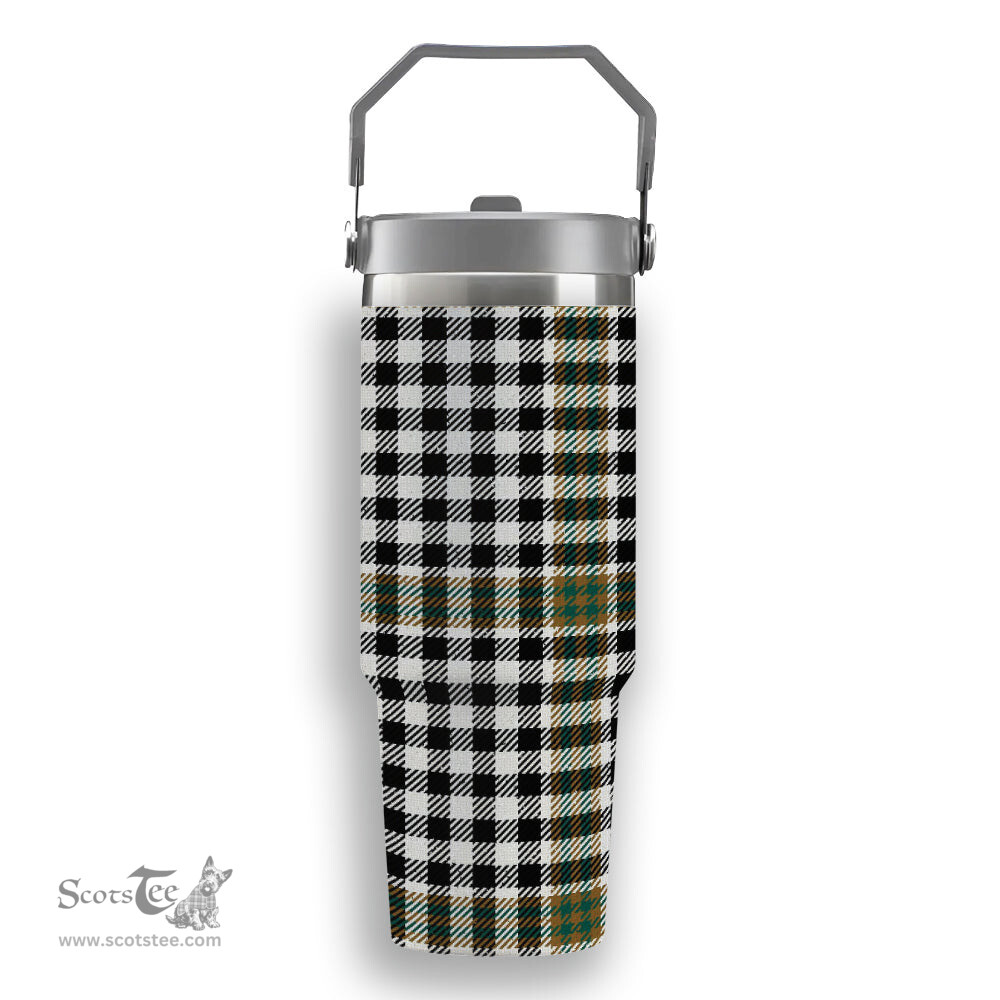 ScotsTee Shop Scottish Burns Check Modern Tartan Flip Straw Tumbler 20oz 30oz