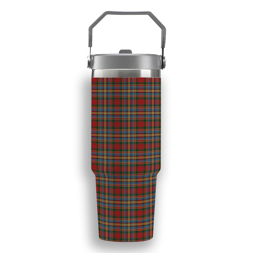 ScotsTee Shop Scottish Chattan brown stripe variation Tartan Flip Straw Tumbler 20oz 30oz