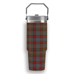 ScotsTee Shop Scottish Chattan brown stripe variation Tartan Flip Straw Tumbler 20oz 30oz