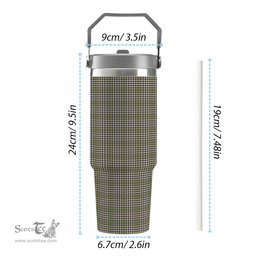 ScotsTee Shop Scottish Burns Check Tartan Flip Straw Tumbler 20oz 30oz