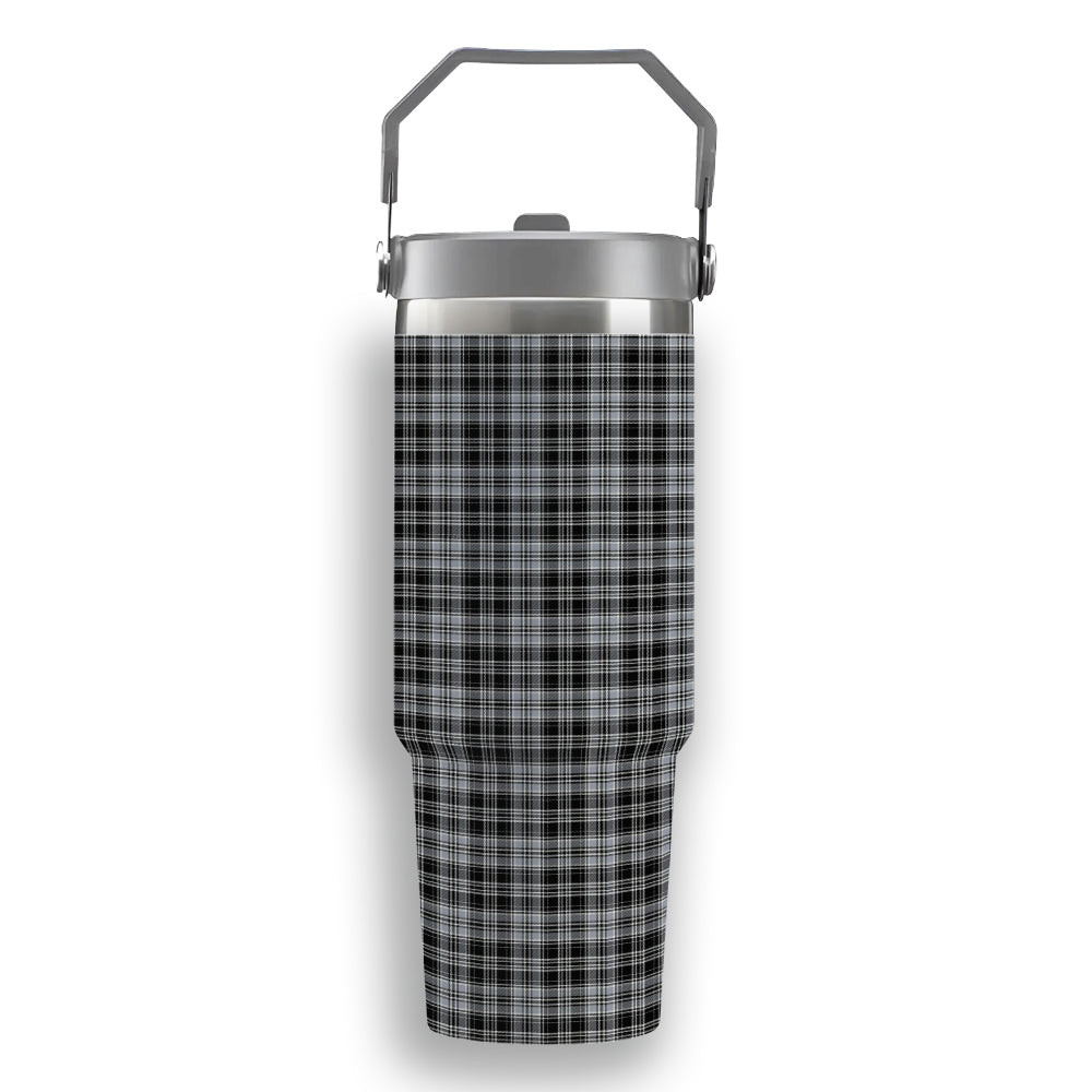 ScotsTee Shop Scottish Drummond Grey Ancient Tartan Flip Straw Tumbler 20oz 30oz