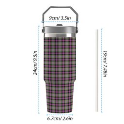 ScotsTee Shop Scottish Dundee Pink Variation Ancient Clan Tartan Flip Straw Tumbler 20oz 30oz