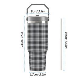 ScotsTee Shop Scottish Douglas Grey Modern Tartan Flip Straw Tumbler 20oz 30oz