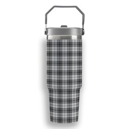 ScotsTee Shop Scottish Douglas Grey Modern Tartan Flip Straw Tumbler 20oz 30oz