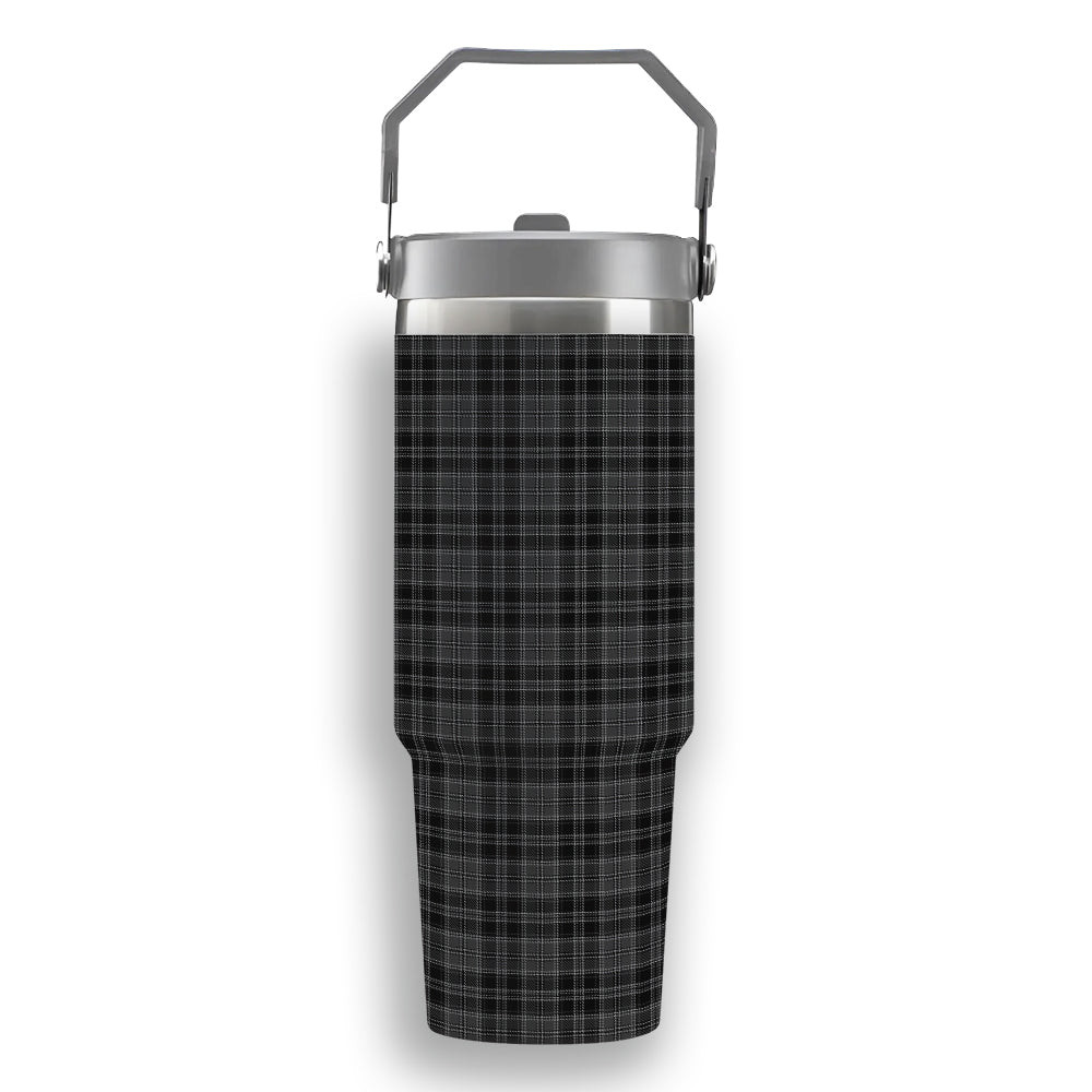 ScotsTee Shop Scottish Drummond Grey Tartan Flip Straw Tumbler 20oz 30oz