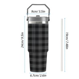 ScotsTee Shop Scottish Douglas Grey Vestiarium Scoticum Tartan Flip Straw Tumbler 20oz 30oz