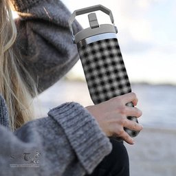 ScotsTee Shop Scottish MacPhee Black and White Tartan Flip Straw Tumbler 20oz 30oz